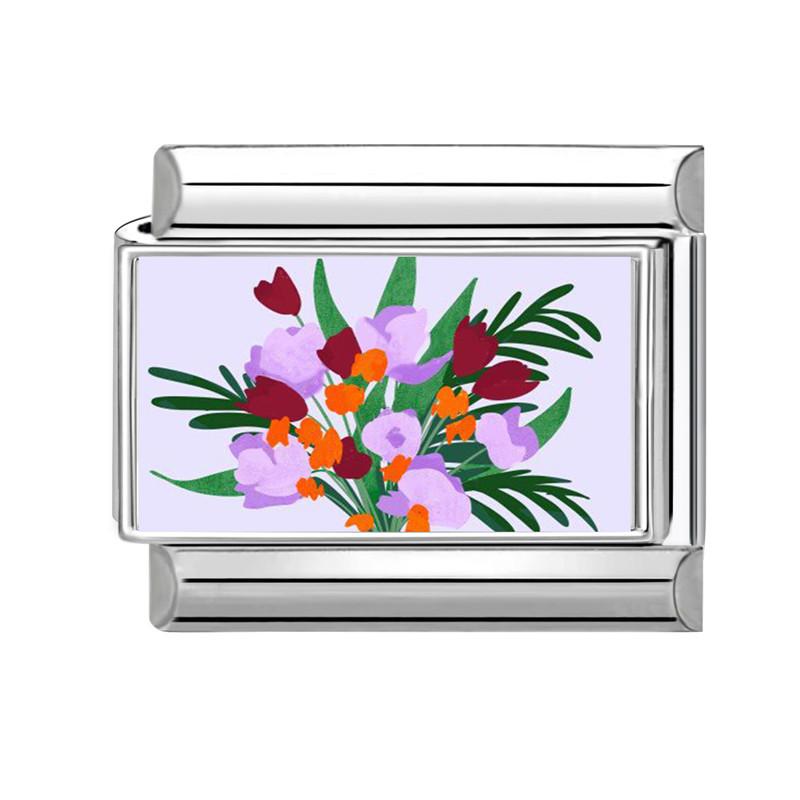 New Brilliant Colorful Flower Butterfly Series Italian Charm Links Fit 9mm Stainless Steel Bracelet Women Men DIY Making Jewelry