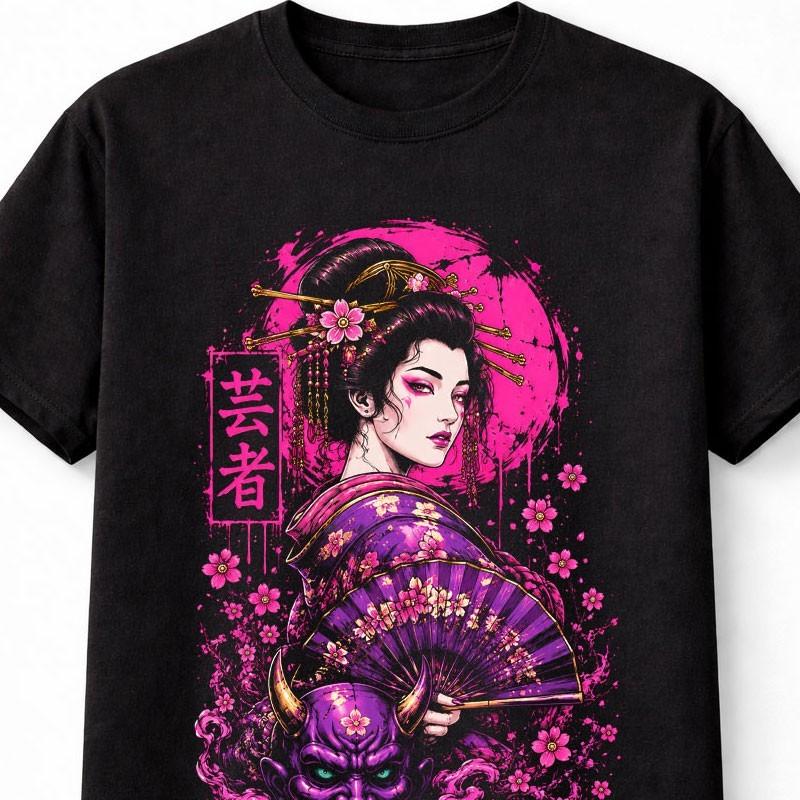 Geisha Hannya Mask Japanese Demon Anime Unisex TShirt