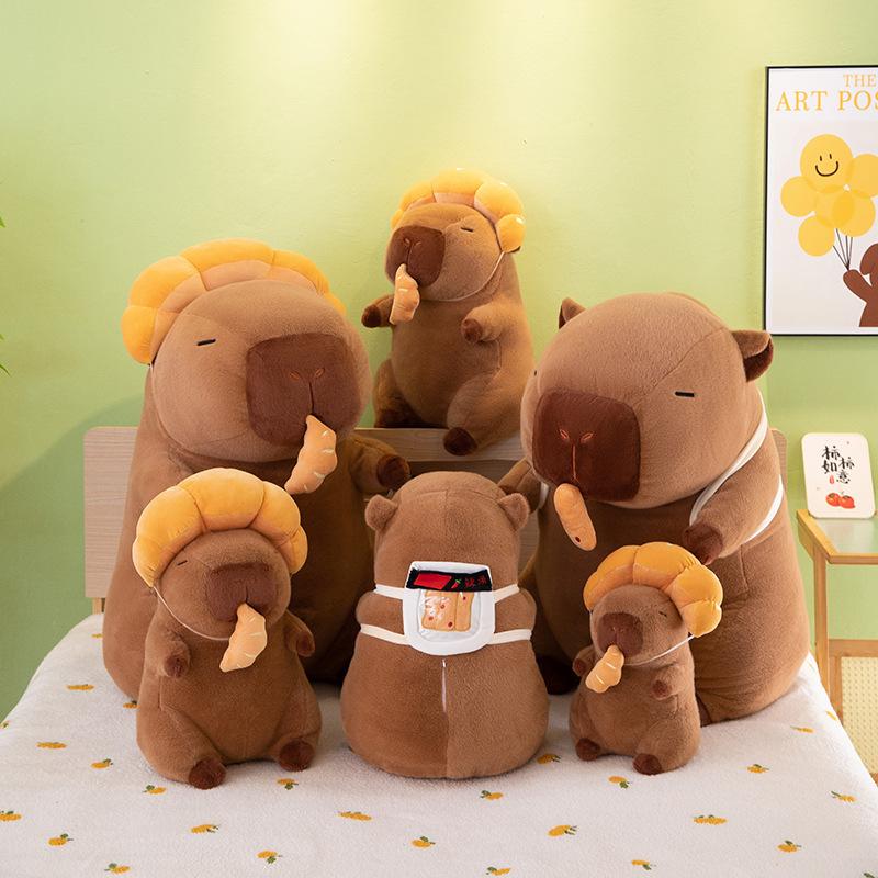 Spicy strip backpack kapibara plush toy croissant capybara snot doll can pull doll