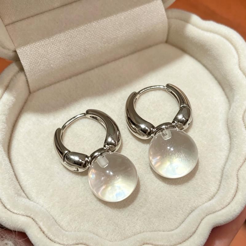 2026 Transparent Round Ball Pendant Earring Hooks Korean Fashion Jewelry For Girls Women'S Daily Party Wear Versatile Accessory