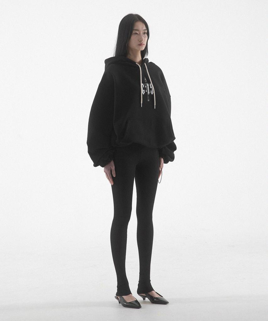 6:19 String Mid Length Hoodie - Black