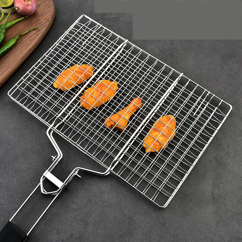 Składany kosz na grilla, kosz do grillowania ze stali nierdzewnej 304 do grilla na świeżym powietrzu, akcesoria do grilla do kurczaka, ryby, warzywa, prezenty dla taty