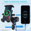 Motorcycle Phone Holder 15W Wireless Charger Motorbike Shock-absorbing Handlebar Mount with C Type Fast Charging Cellphone Stand