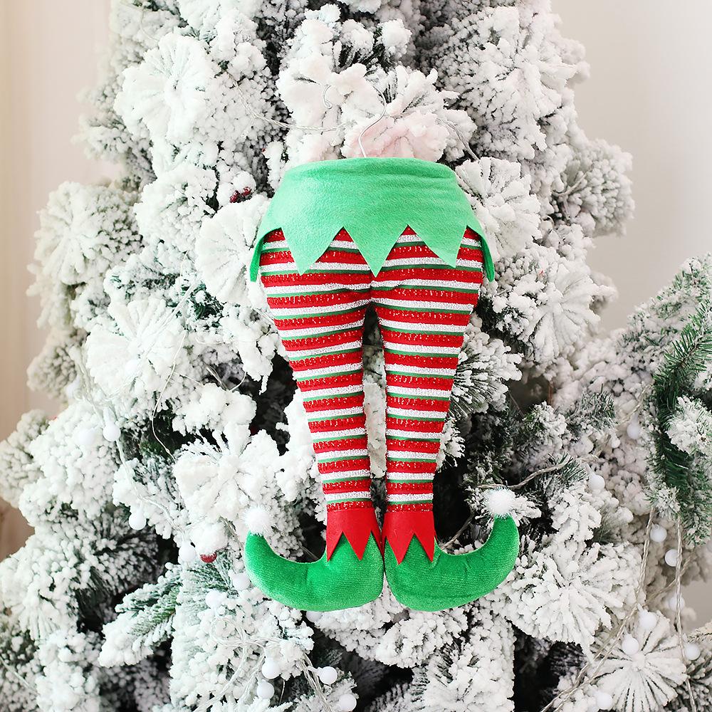 Christmas Decorations Elf Stuffed Legs Stuck Christmas Tree Topper Ornaments Santa Claus Elf Leg Christmas Decor For Home