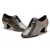 Women's Lady's Girl's Indoor Outdoor Oxford Leather Upper Chunky Heel Sneaker Heel High Ballroom Modern Latin Dance Shoes