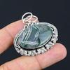 Daughters Day Deal 925 Sterling Silver Carved Solar Moss Agate Stone New Pendant