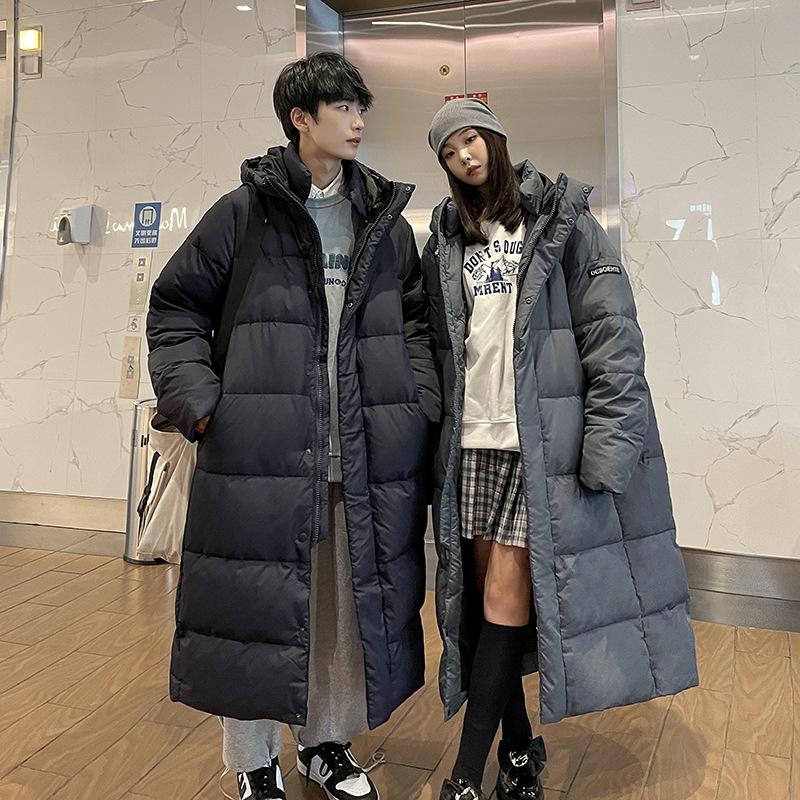 Long Down Jacket for Male and Female Couples, Same Style, Korean Long Over-the-knee Down Jacket, Thickened and Warm White Duck Down Jacket for Men