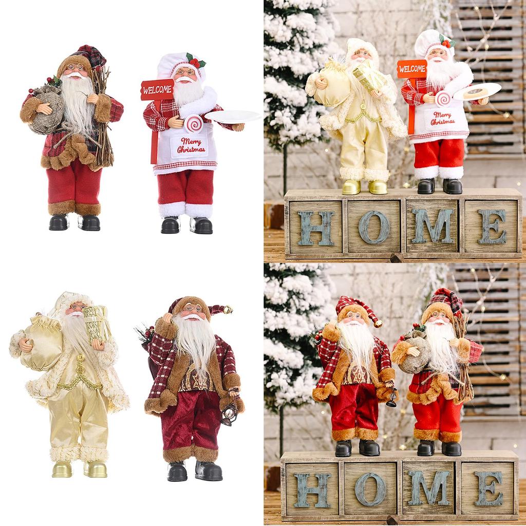 Santa Claus Christmas Standing Holiday Figurine Collection Pendant Xmas Tree Hanging Decor Traditional Handmade Doll Ornaments