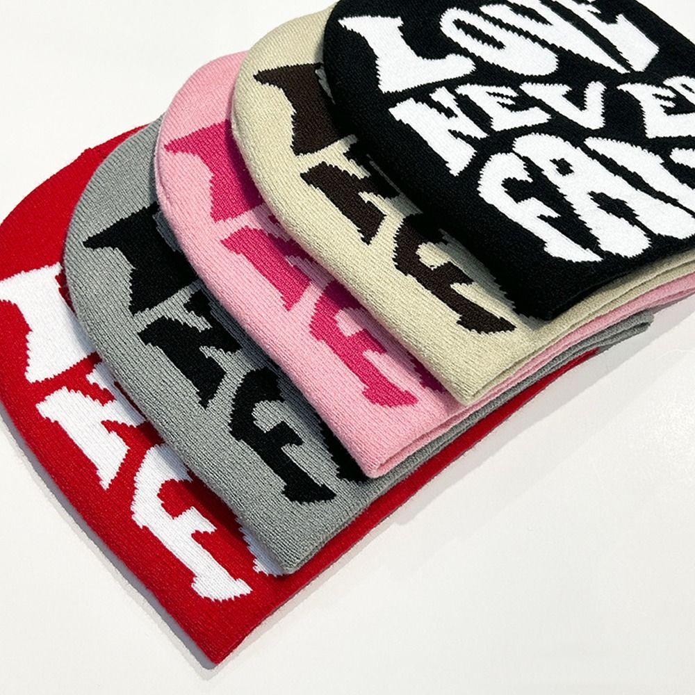 Letter Knitted Hat Elastic Hip Hop Cap Fashion Beanies Cap Outdoor