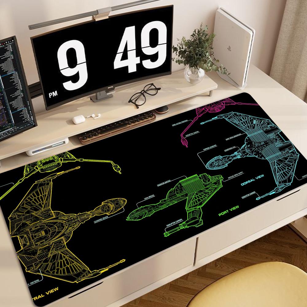 Alien spacecraft blueprint Mouse Pad large keyboard mouse desk pad nonslip rubber gaming mouse pad laptop mouse carpet