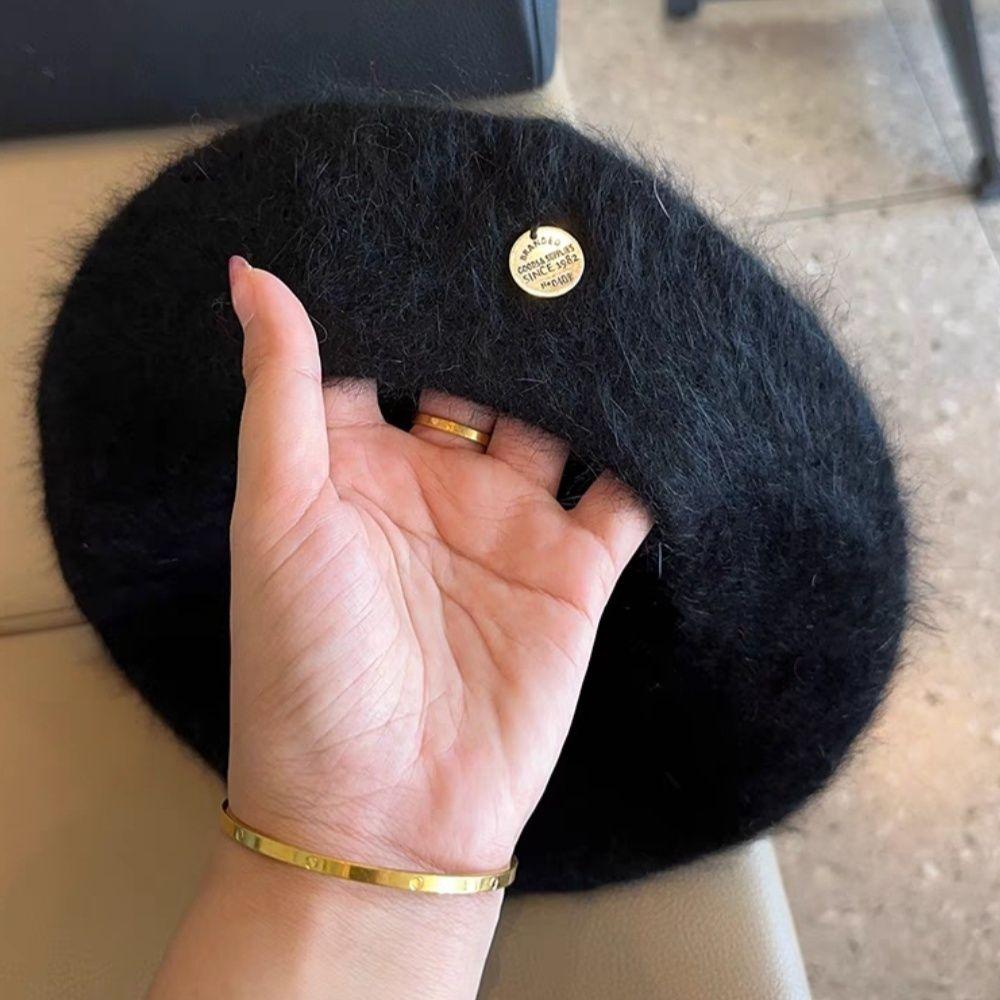 Beretă Păr Lung Pufos de Iepure Femei Toamnă și Iarnă Față Mică Pălărie de Pluș Circumferință Mare a Capului Pălărie de Pictor