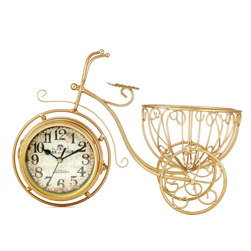 Desk Clock Metal Decorative Clock Table Tricycle Clock Silents Metal Desktop Clock Silents None Ticking Clock Home Decors 1
