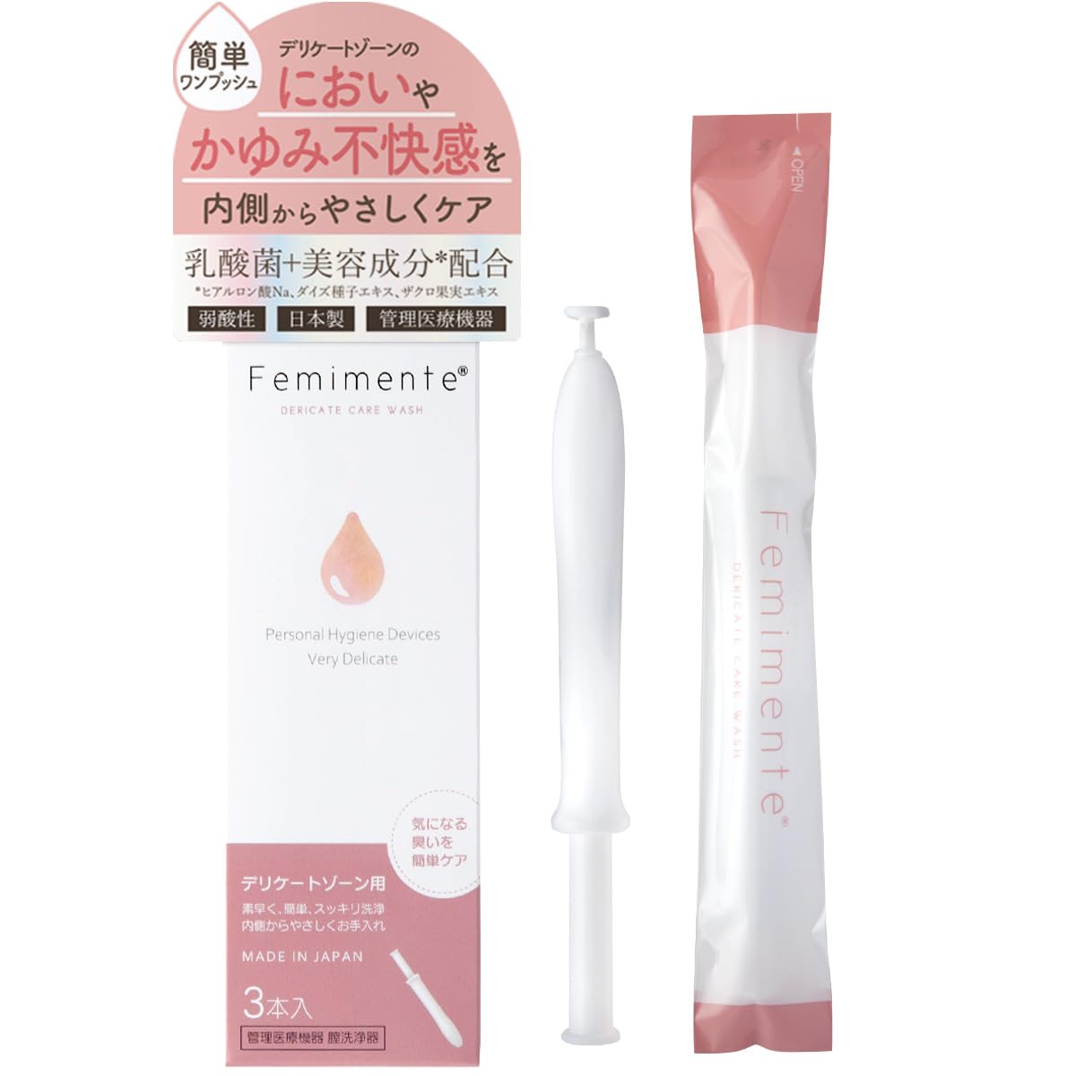 

Femimente Vaginal Irrigator for Delicate Moisturizing and Odor Made in x 3 Formulated with Lactic Acid Bacteria and Beauty Vaginal Mucosa Irritation