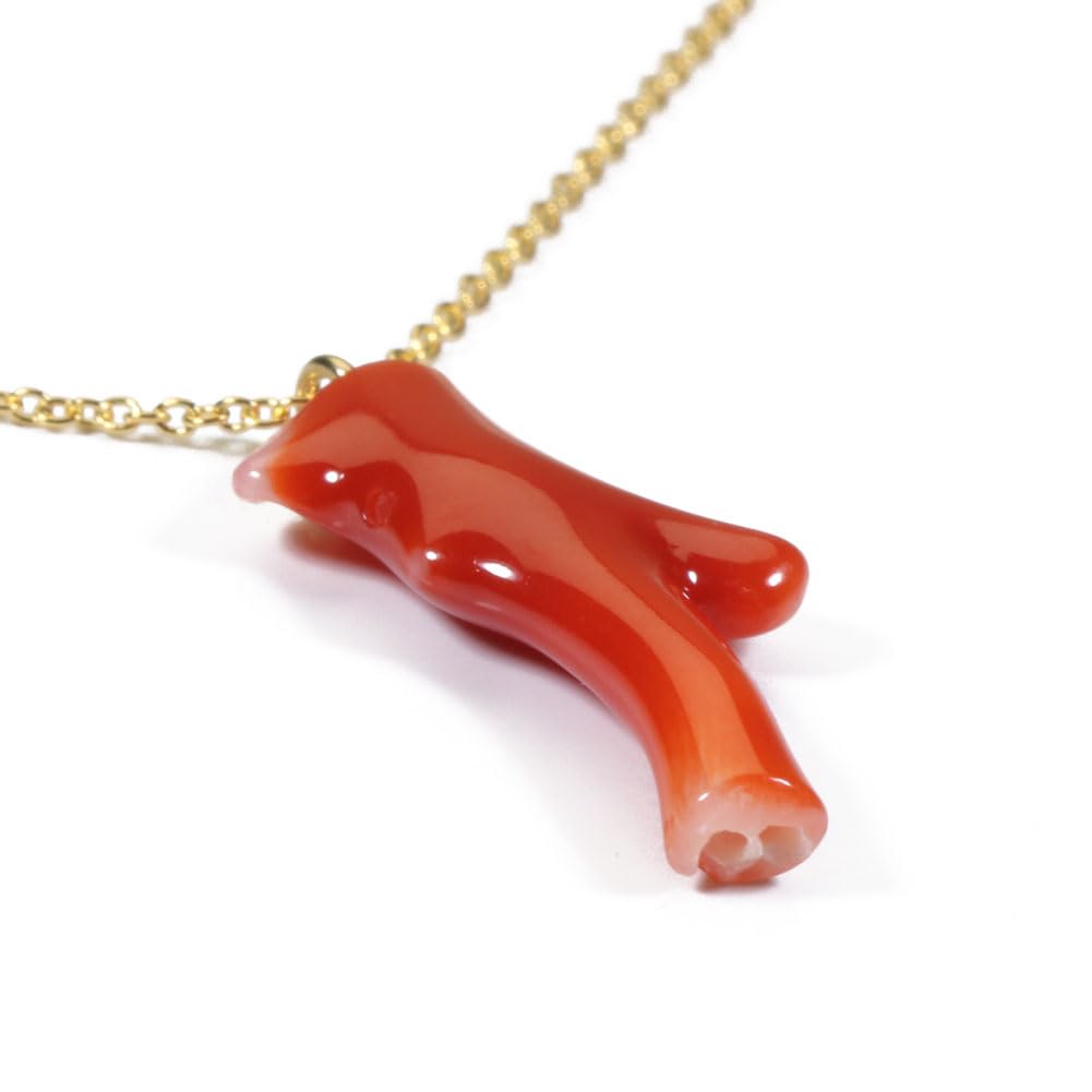 Red Coral Pendant Necklace Branch Ladies Undyed