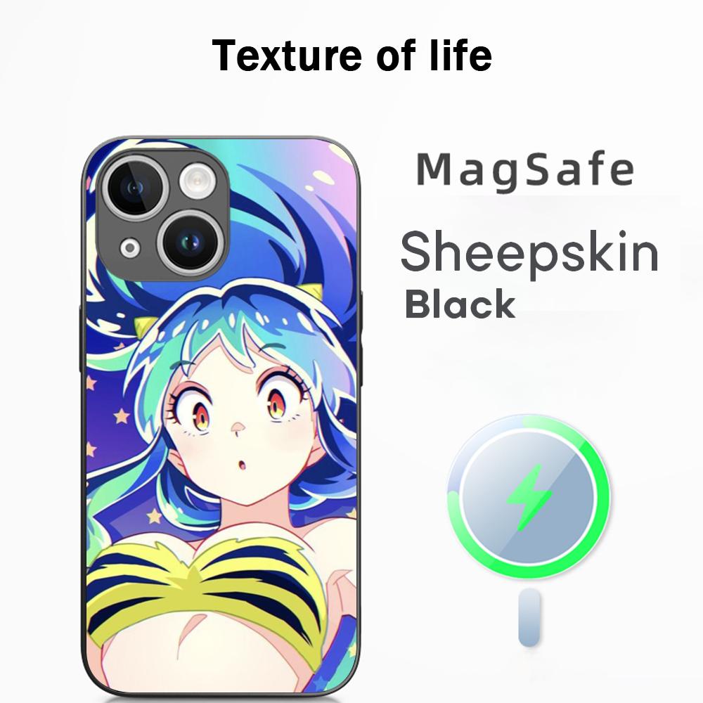 

Classic girl Yatsura LUM classic anime Phone Case For iPhone 17 16 15 14 13 12 Plus Pro Max High-end Luxury Magsafe Sheepskin iPhone 14