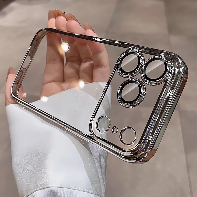Luxury Glitter Plating Silicone Soft Case For iPhone Air 17 16 15 14 13 Pro Max Plus 16E Clear Camera Cover Protection TPU Shell