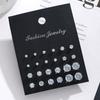 New 12 Pair Pack White Shiny Wedding Stud Earrings Set For Women Men Crystal Rhinestone Earrings Party Jewelry Accessories Gifts