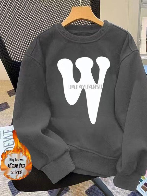 Unisex Trendy Plus Velvet Thick Hoodie - Autumn/Winter Round Neck Pullover