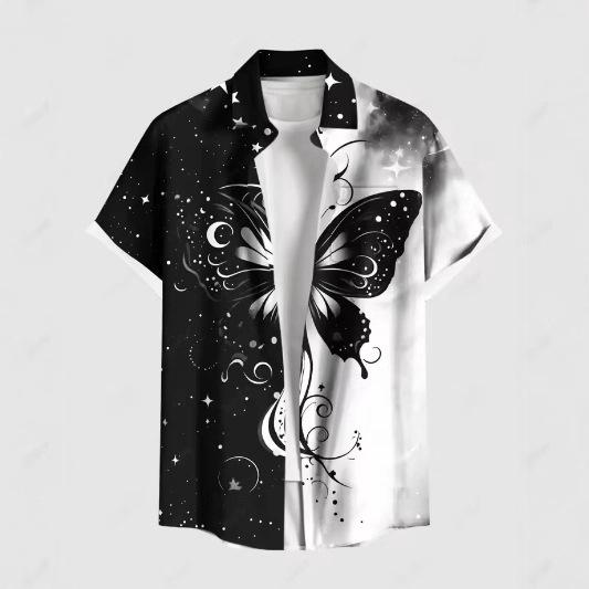 Fashion Men's Hawaiian Shirt 3D Printed Short Sleeve Button Down Lapel Shirt Summer Oversized Top