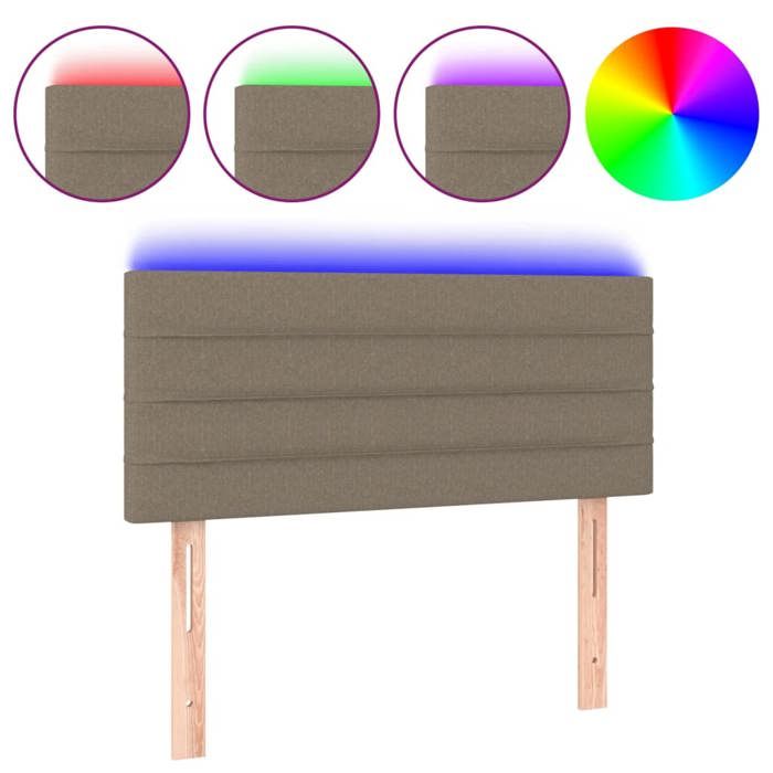 VidaXL Tête de Lit à LED Meuble de Chambre à Coucher Accessoire de Lit Simple Tête de Cadre de Lit Intérieur Taupe 3121746