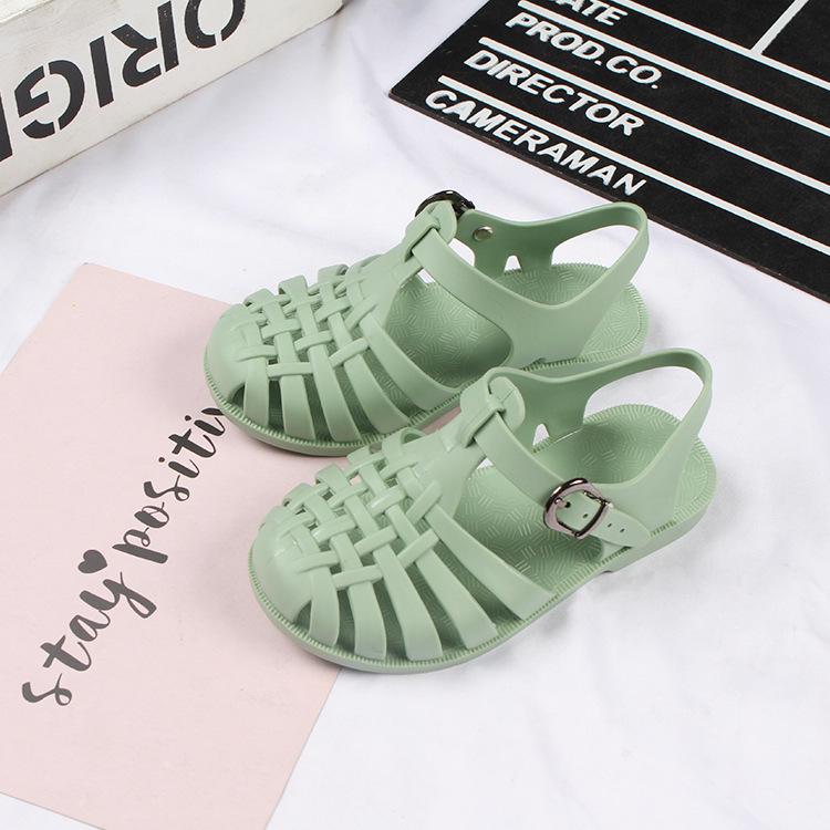 Yuzhihao Unisex Baby Summer Sandals - Solid Color, Flat Bottom, Hollow Design