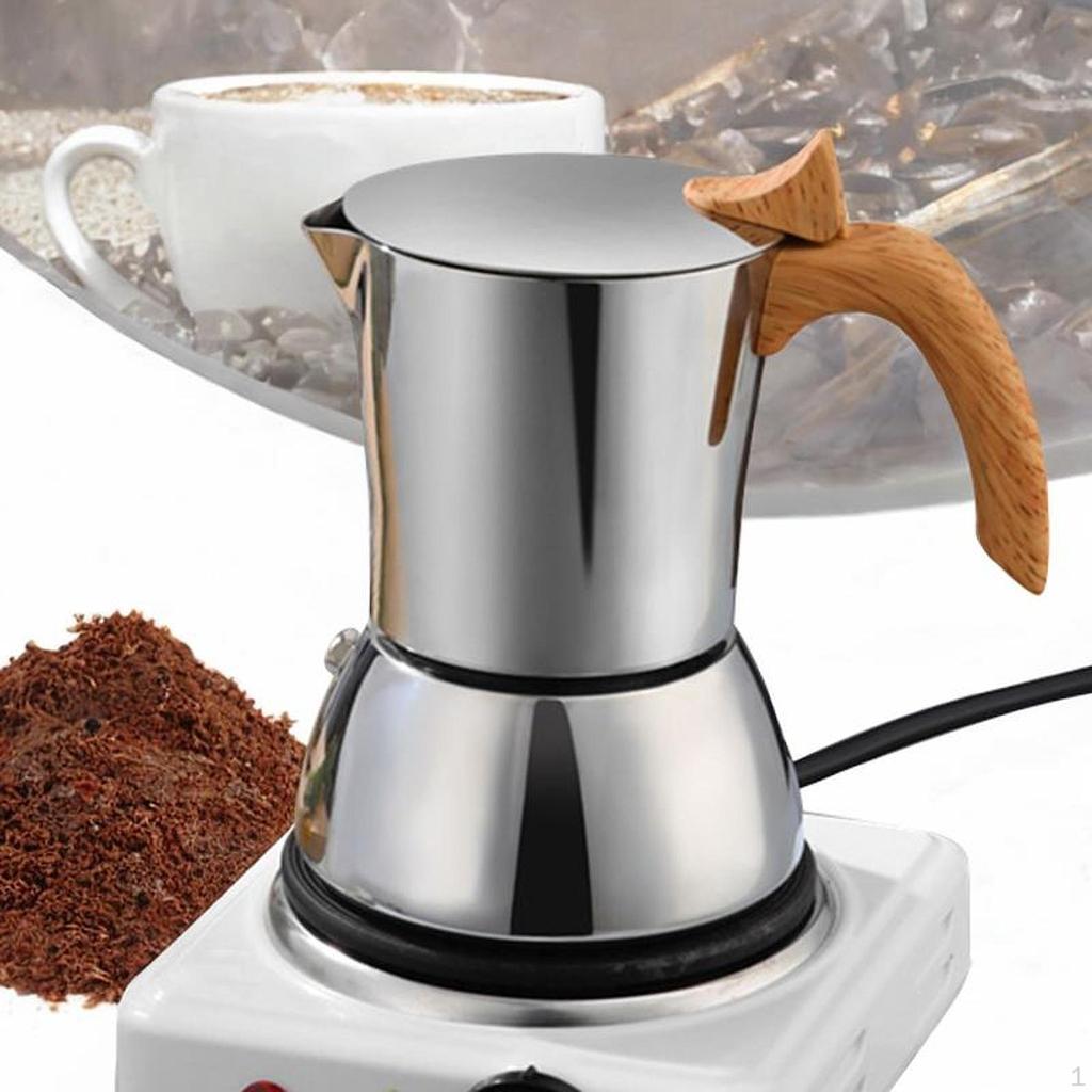 Stovetop Espresso Maker Coffee Camping Pot Stainless Steel 200ml Elegant Induction Cooktops