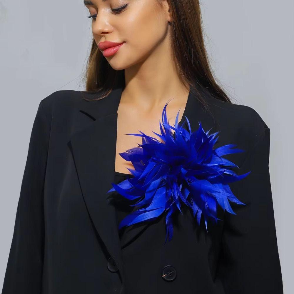 Spilla Grande Fiore Pin da Bavero Piuma Multicolore Distintivo Piuma Spille Corsage Piuma Accessori Gioielli