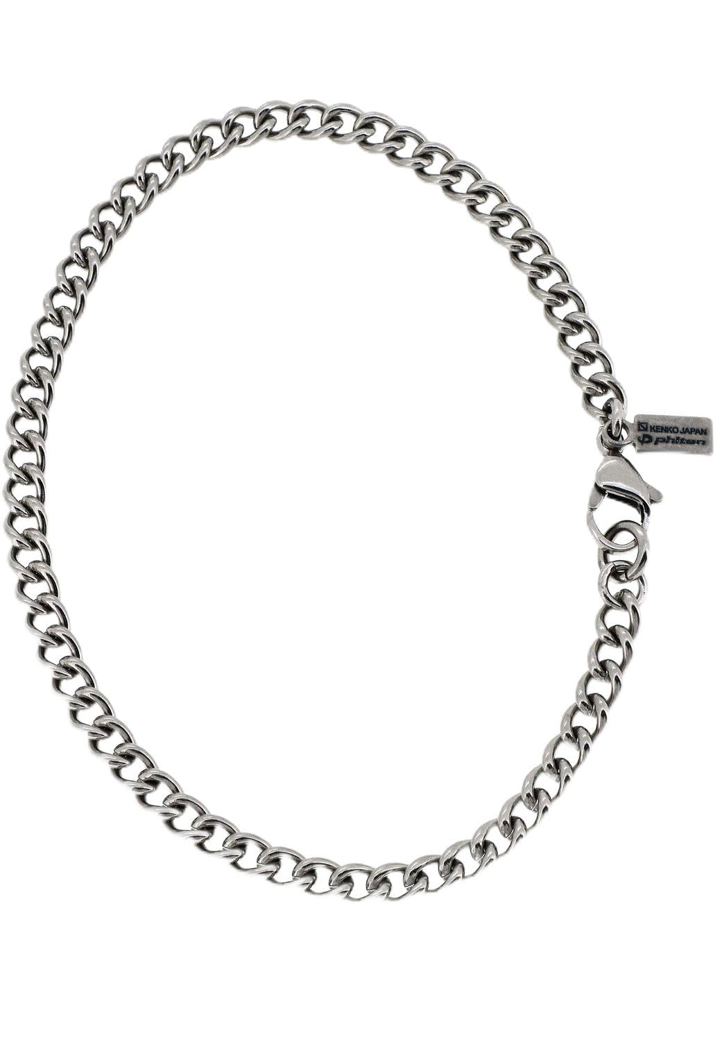 

Phiten Limited Edition Titanium Anklet, Curb Chain, Length 23-27cm (23cm), Width 4.4mm, Hypoallergenic, Made in Japan, Sports, Health
