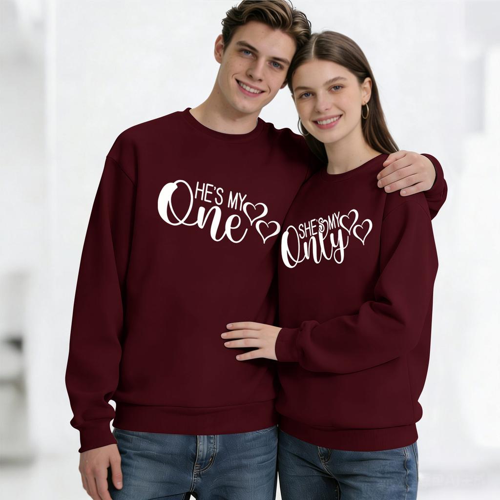 Men's Round Neck Long Sleeve Top, Unisex, Couple Casual Sports Top Set