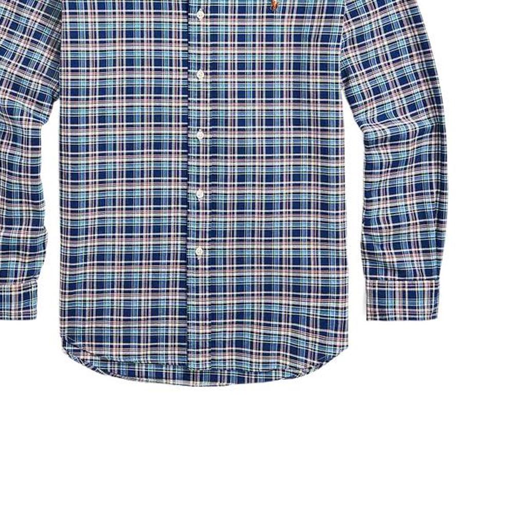 Polo Ralph Lauren FW22 Plaid Logo Embroidered Polo Shirt Men Shirts Blue 16822595-999