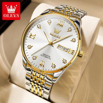 Marke Diamant Intarsien Römische Skala Einfache Leuchtende Doppel Kalender herren Uhr Vollautomatische Mechanische herren Uhr