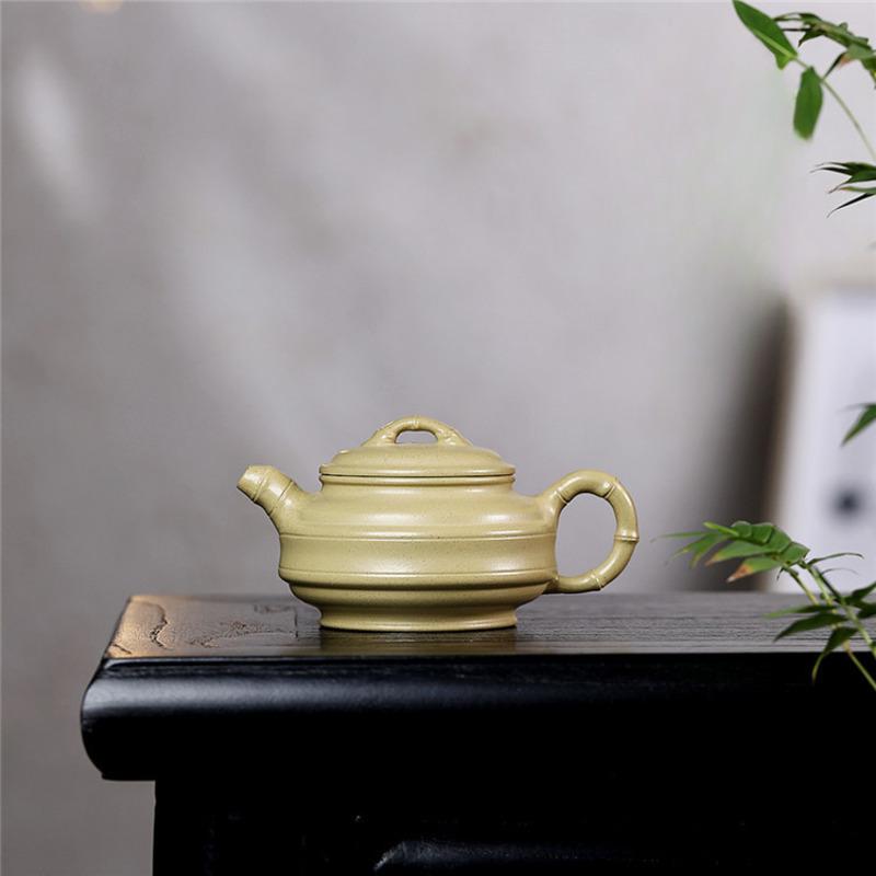 

150ml Aesthetic Yixing Purple Clay Teapots Handmade Bamboo Joint Antique Pot Raw Ore Section Mud Kettle Zisha Tea Set Collection