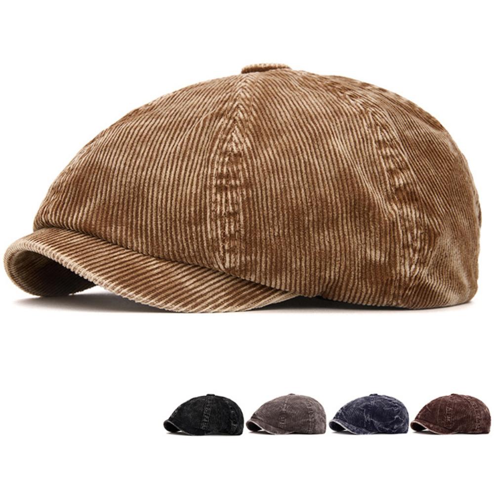 HT4911 Mens Berets Women Corduroy Artist Painter Beret Hat Male Female Adjustable Ivy Flat Cap Autumn Winter Octagonal Beret Cap