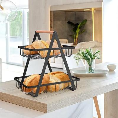 3/2 Etagen Badezimmerregal Tragbarer Obstkorb Organizer Metall Rechteckiger Aufbewahrungskorb Brot & Snacks Desktop-Organizer