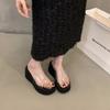 Muffin Thick-soled Cool Slippers Fairy Shoes 2025 New Summer Wear Slope Heel Heel Heightened Transparent Word with Sandals