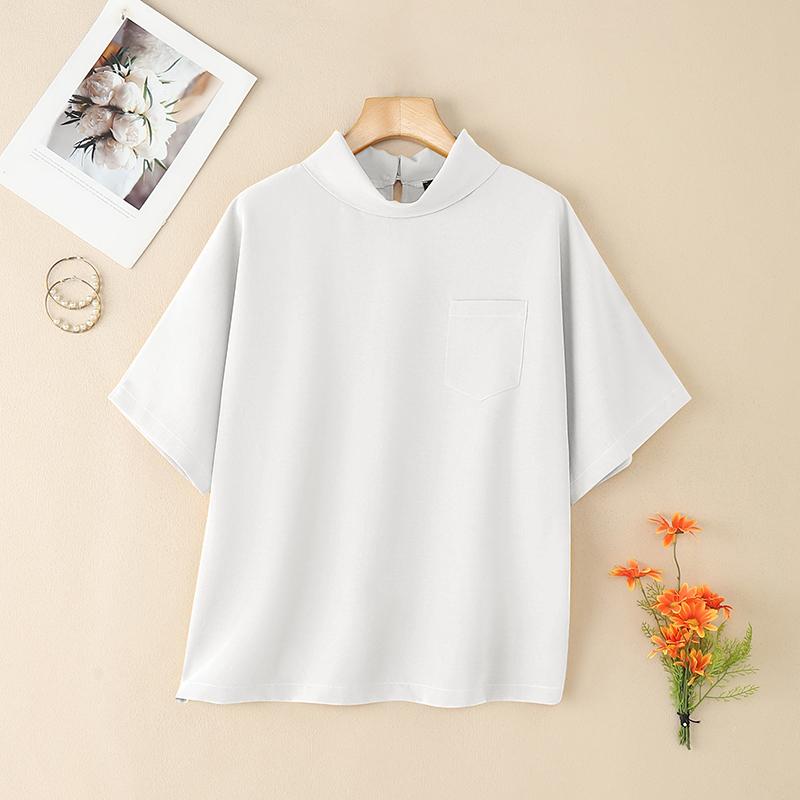 ZANZEA Women Loose Casual Stand Collar Summer Half Sleeve Blouse