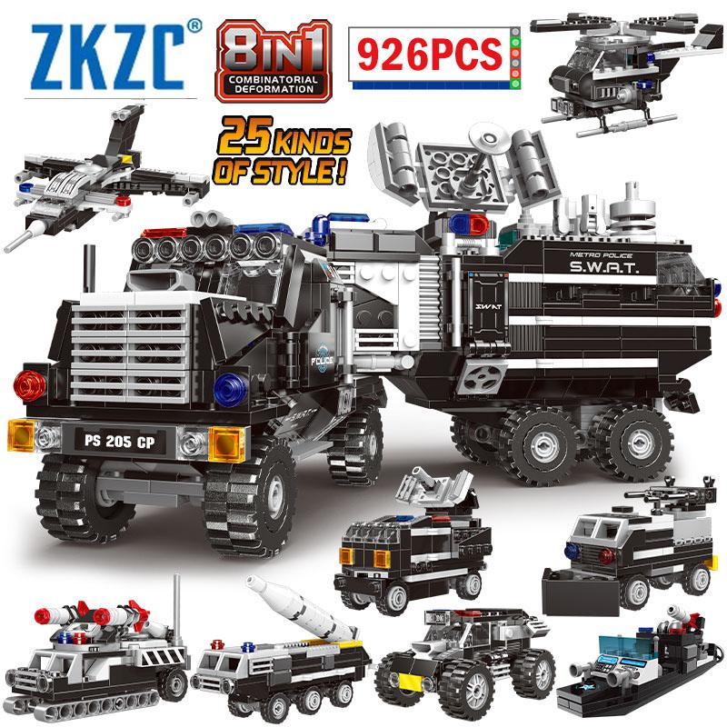 ZKZC 8 in 1 City Special Police Vanguard Aircraft Building Block Fighter Military Affairs Tank Brick Children's Toys Gifts