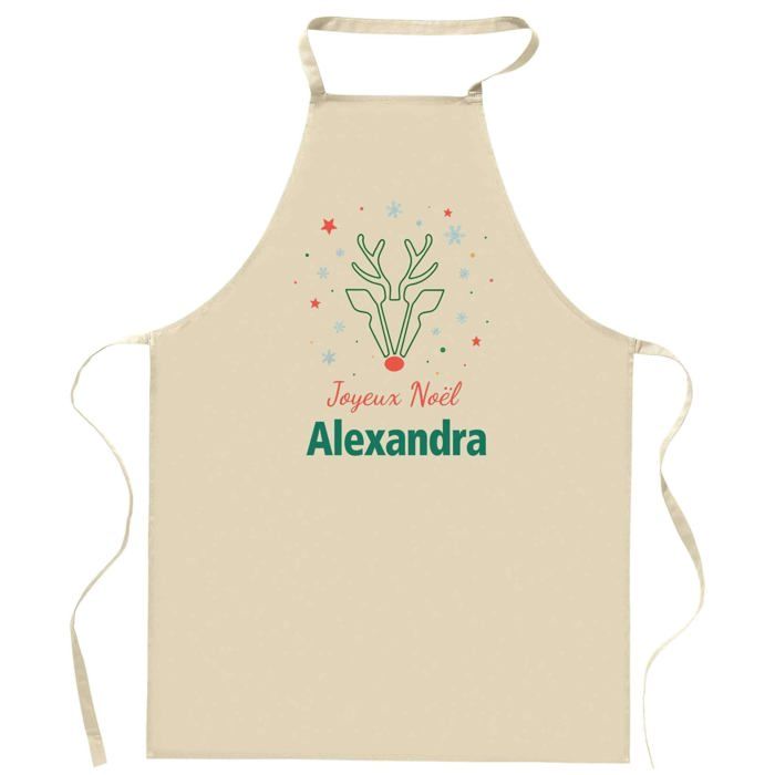 Tablier de cuisine - Alexandra Cerf - Motif Joyeux Noël - Coton résistant - Impression France