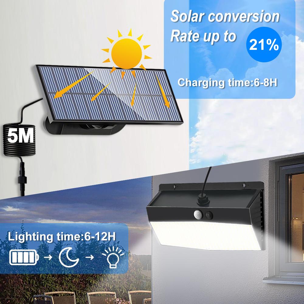 Solar Security Lights Outdoor Motion Sensor 368LED Split Super Bright Led Solar Powered Light 3 Modes Waterproof  Garden Fence Y