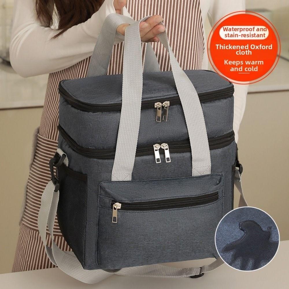with Shoulder Strap Picnic  Bag Large Capacity Thermal Lunch Pouch  Travel Picnic