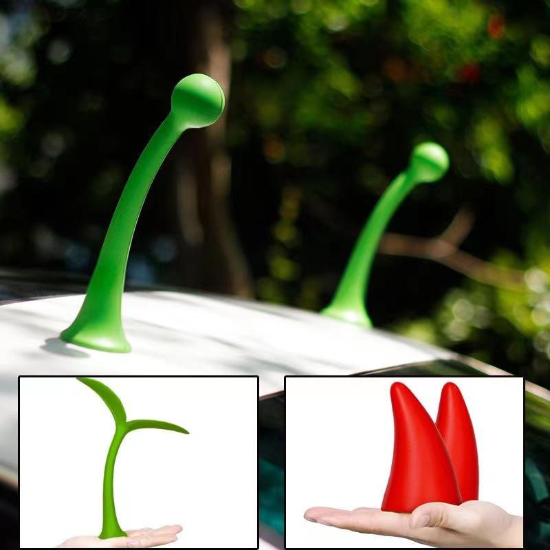 3D Sapling Bean Sprout Devil Horn Car Roof Sticker - Cute Anti-Collision Decoration