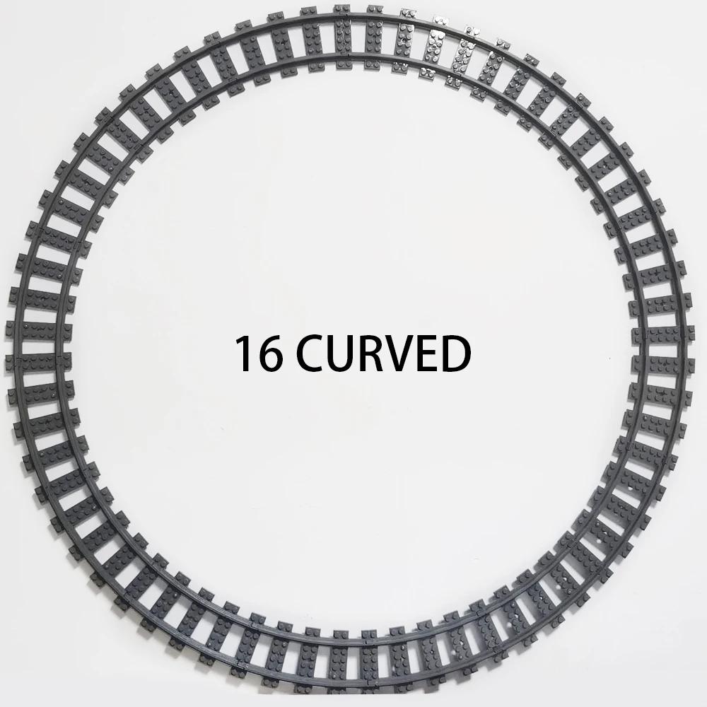 Straight Curved Train Tracks Building Sets DIY 10-100 pcs Kids Toys MOC Bricks City Rail Crossing Accessories