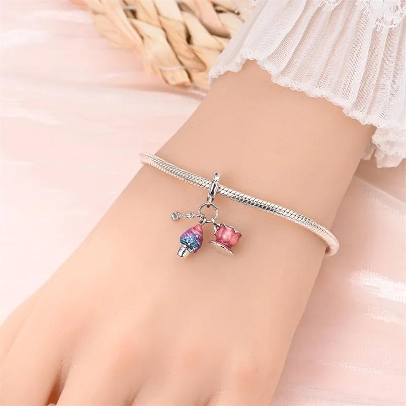 Charm Bead Charms Authentic copper Plated Ice Cream Milk Tea Cup Fruit Pastry Pendant Bead Charms Compatible With Bracelets Diy Fine Gift Women