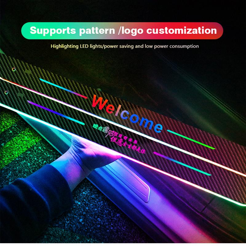 Carbon fiber For Toyota GR SPORT RAV4 YARIS CHR HILLIX Customized Car Welcome Door illuminated Sill Light Logo Lamp LED Pedal