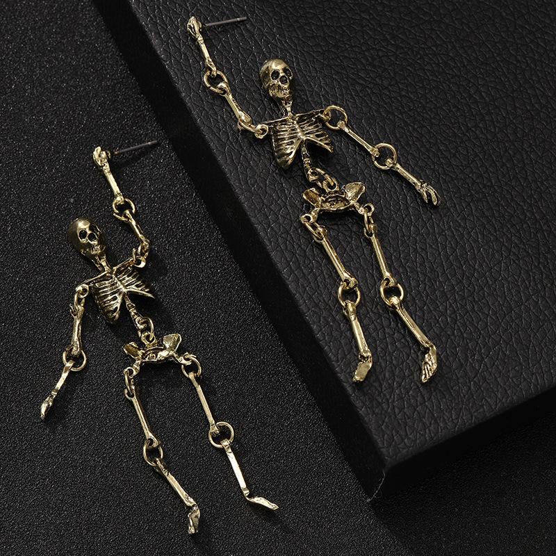 

Creative Halloween Skeleton Dangle Earrings for Women Men Gothic Punk Saints Day Jewelry Metal Drop Earring Pierced Ear Gifts