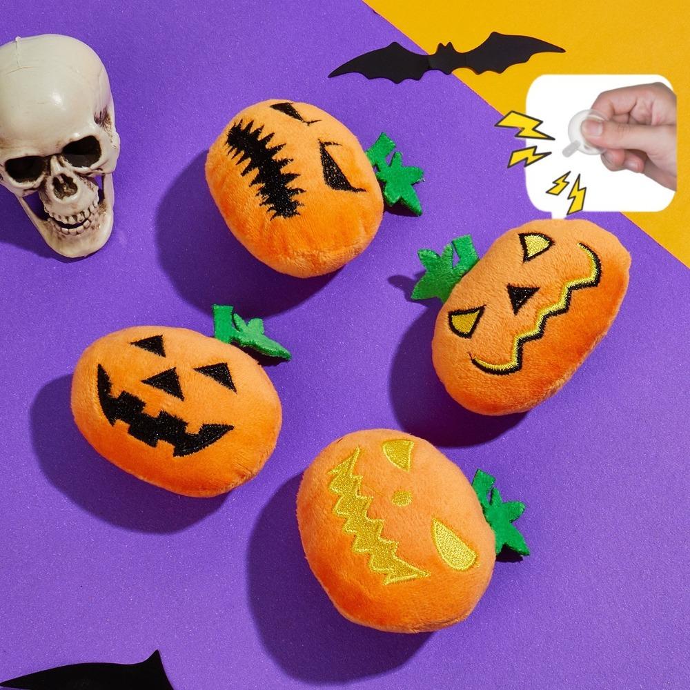 Großes Kürbis-Geister-Katzen-Spielzeug – BB-Quietscher & Knistergeräusche, Langlebiges Kau-Zahnspielzeug für Katzen | Halloween-Spaß, Großpackung