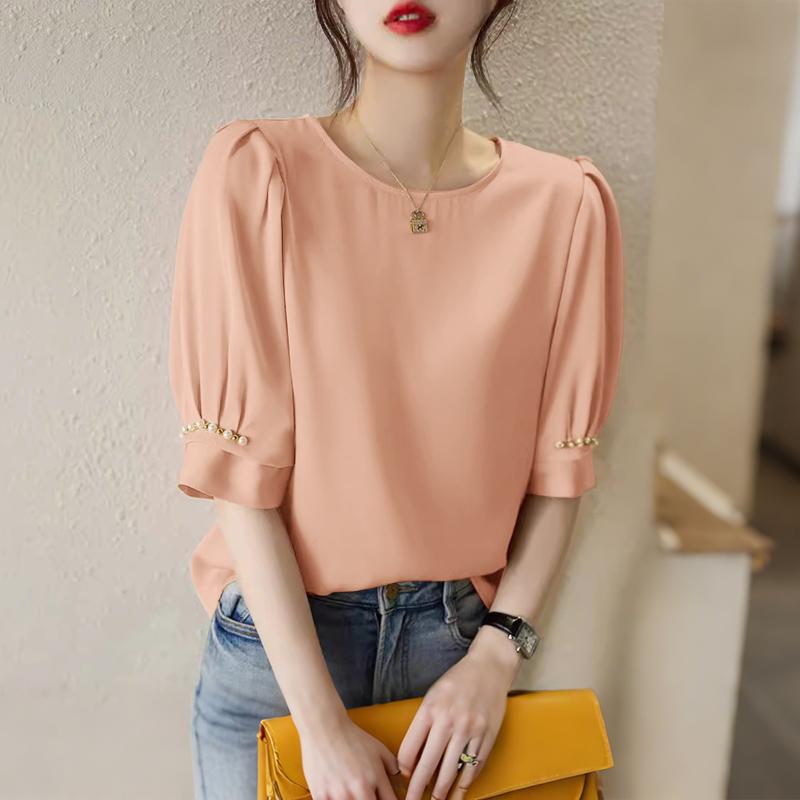 

ZANZEA Women Casual Round Neck Summer Half Sleeve Blouse S тілесний