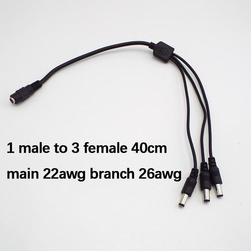 DC 1 Female To 2 3 4 5 Way 22awg 18awg Male Connector Power Supply Splitter Plug Adapter Cable Cord 5.5mmx2.1mm for Strip Light