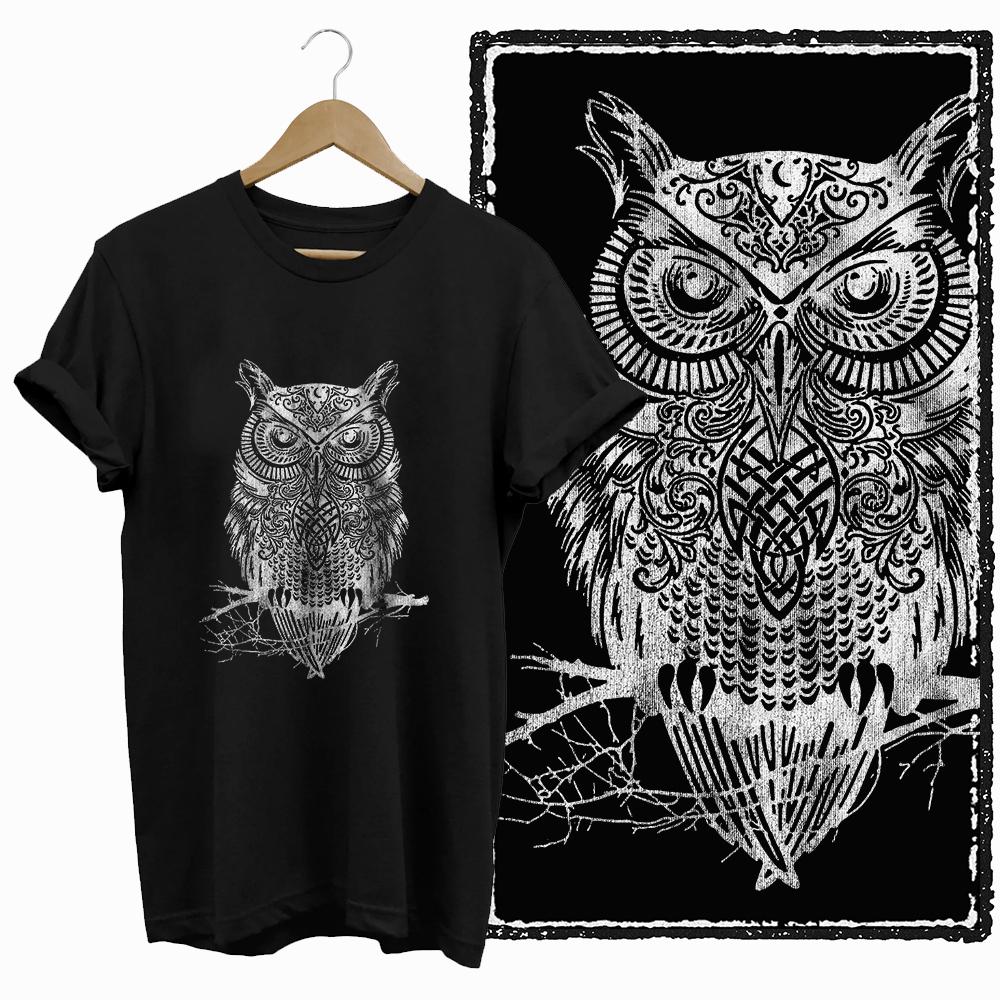 Coolmind DB 100% Cotton owl Print Exclusive Graphic women T shirt Cool BLACK women tshirt big size tshirt for women tee shirt