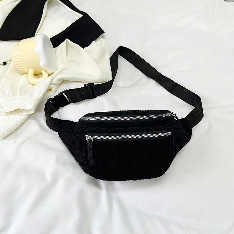 Sac banane Femme Velours Uni Ajusté Sac de Poitrine Mode Extérieure Décontracté Sport Sac Bandoulière